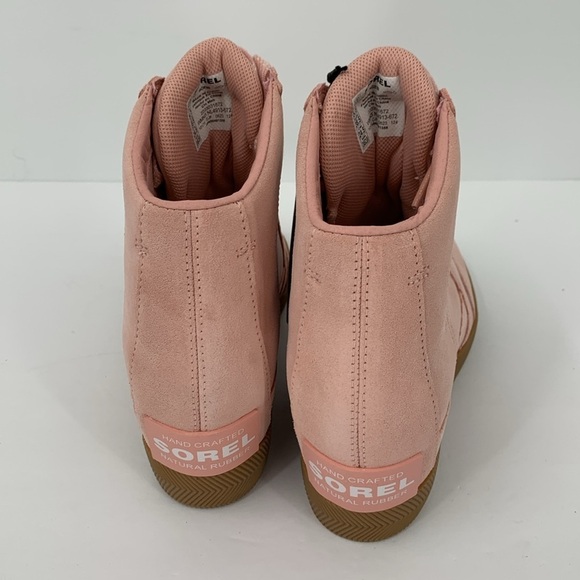 Sorel Out n About hidden wedge ankle boot sneaker pink suede platform new 9 - Picture 6 of 7